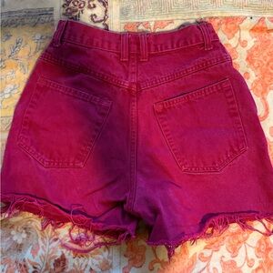 Vintage Red Denim Distressed Mom Jean Shorts